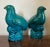 Chinoiserie Antique 19th Century Chinese Export Monochrome Porcelain Quail or Bird Figures in Turquoise Peacock Blue Glaze - a Pair For Sale - Image 3 of 12