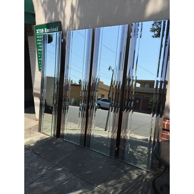 Mid Century 4 Panel Mirror Wall Screeen Room Divider Chairish
