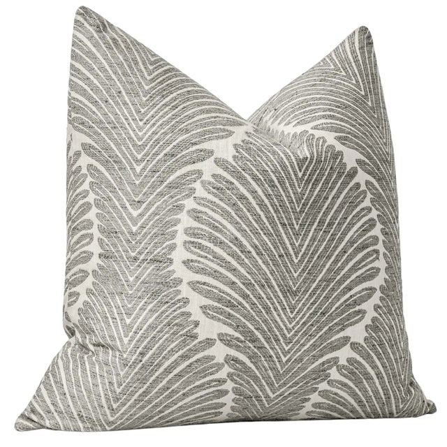 Contemporary 20" Charcoal Musgrove Chenille Pillows - A Pair For Sale - Image 3 of 4