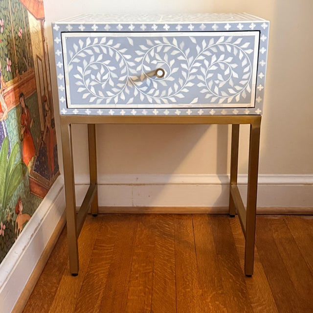 Anthropologie Anthropologie Scroll Vine Inlay Nightstand For Sale - Image 4 of 6