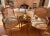 Louis XVI Style Giltwood Fauteuil Armchairs with Caned Back and Damask Upholstery, By Nancy Corzine Upholstered in the...