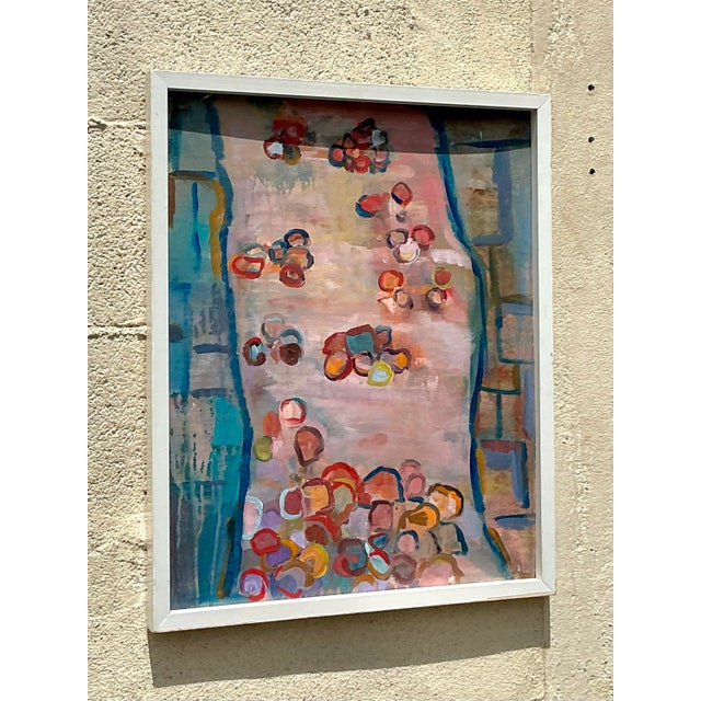 Abstract Vintage Boho Original Abstract Oil on Canvas For Sale - Image 3 of 12