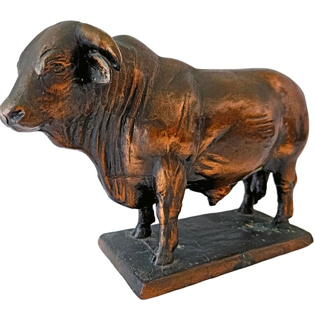 1960s 1969 Vintage Santa Gertrudis Breeders International Bronze Bull Trophy Statue For Sale - Image 5 of 13