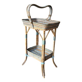 Napoleon III Rattan Serving Bar Cart, 1890s For Sale