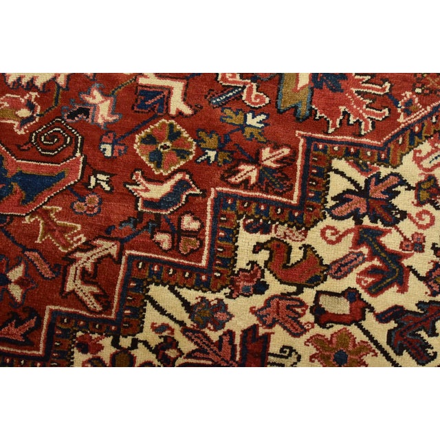 Heriz Rug 8’1” X 11’3” Red Wool Vintage Traditional Hand-Knotted Carpet For Sale - Image 4 of 15
