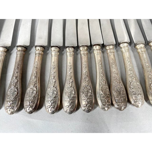 Silver Mid 19th Century French Silver Knife Set - Complete 34-Piece Collection For Sale - Image 8 of 12
