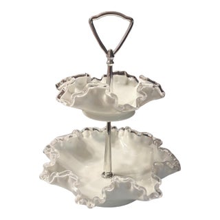 1950s Fenton Silver Crest Two Tier Tray For Sale
