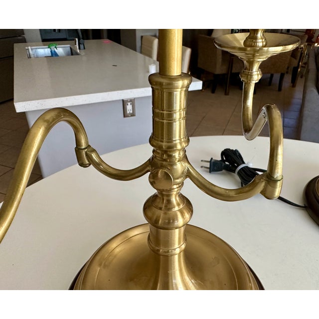 Pair Brass Bouillotte Candleholder Table Lamps Wildwood For Sale - Image 12 of 15