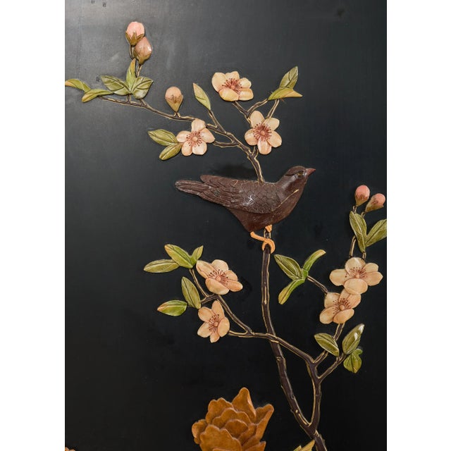 Chinese Six Panel Carved Soapstone Coromandel Lacquer Screen For Sale - Image 16 of 18