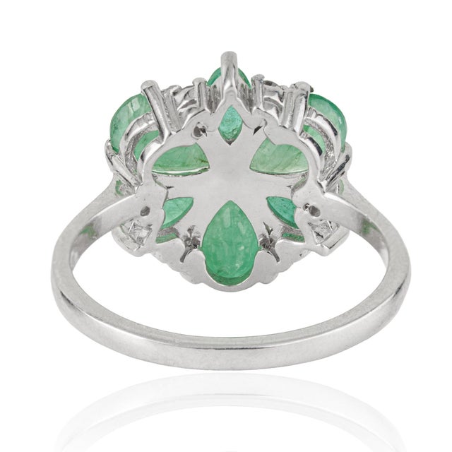 Not Yet Made - Made To Order 3.05 Ct Natural Zambian Emerald & Diamond Floral Ring, Size 7 For Sale - Image 5 of 15
