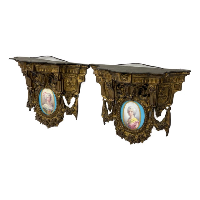 Antique French Gilt-Bronze Consoles, Pair For Sale