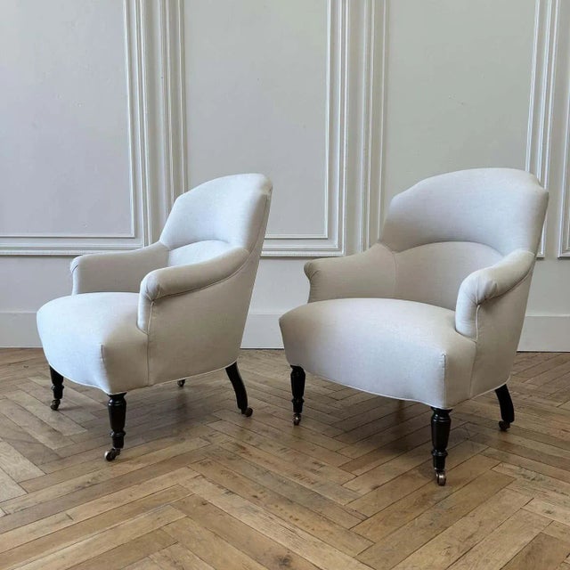 Not Yet Made - Made To Order Vintage Reproduction Style Club Chair in Natural Cotton Canvas For Sale - Image 5 of 13
