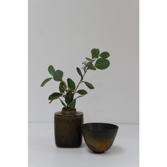 Danish Green Stoneware Vase by Valdemar Petersen for Bing & Grondahl, 1950s For Sale - Image 12 of 18