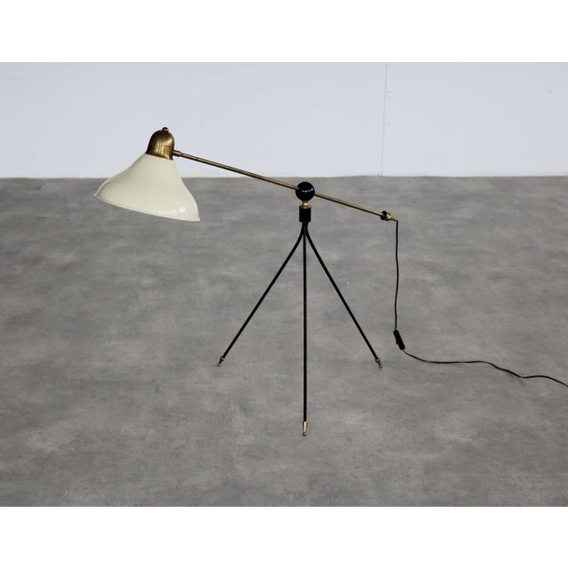 Vintage Floor Lamp in Brass, 1960s, in Good conditions. Designed 1960 to 1969 European Plug (up to 250V).The wiring of...