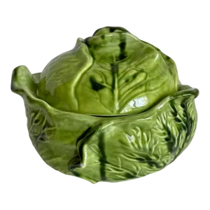 Vintage Signed Lidded Ceramic Pottery Figurative Cabbage Dish