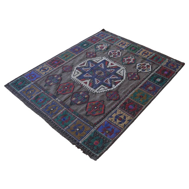 1950s Vintage Sofreh Aghd Wedding Spread, Embroidered Tablecloth, Unique Turkish Rug Table Decor 4x6 Ft Approx For Sale - Image 5 of 11
