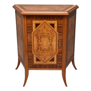 1960s Art Deco Italian One Door Walnut Cupboard For Sale