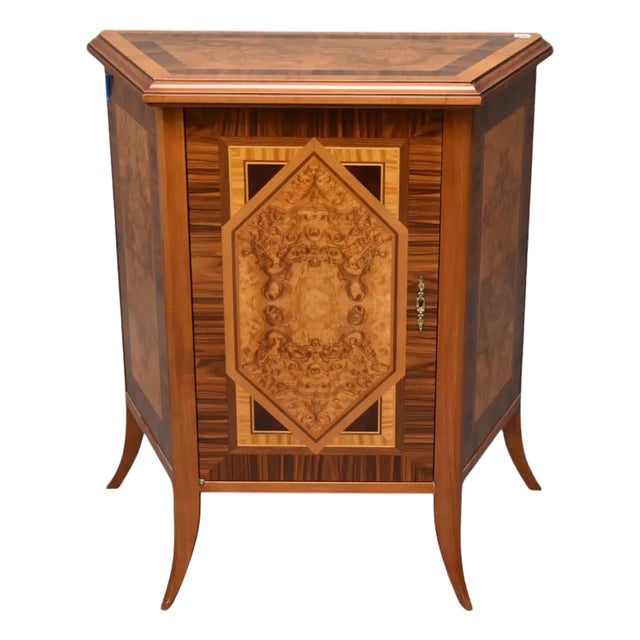 1960s Art Deco Italian One Door Walnut Cupboard For Sale