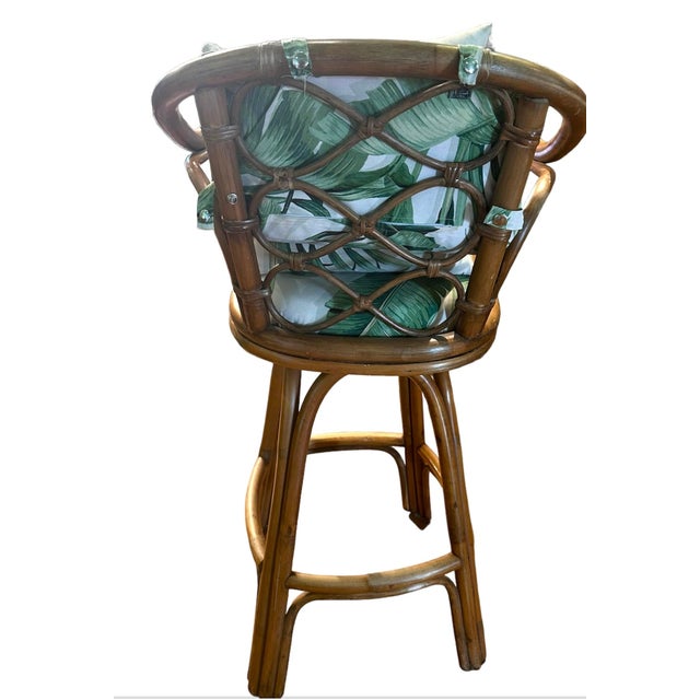 1940s Brown Bamboo English Colonial Cocktail Bar Table With 2 Chairs - Set of 3 For Sale - Image 4 of 7