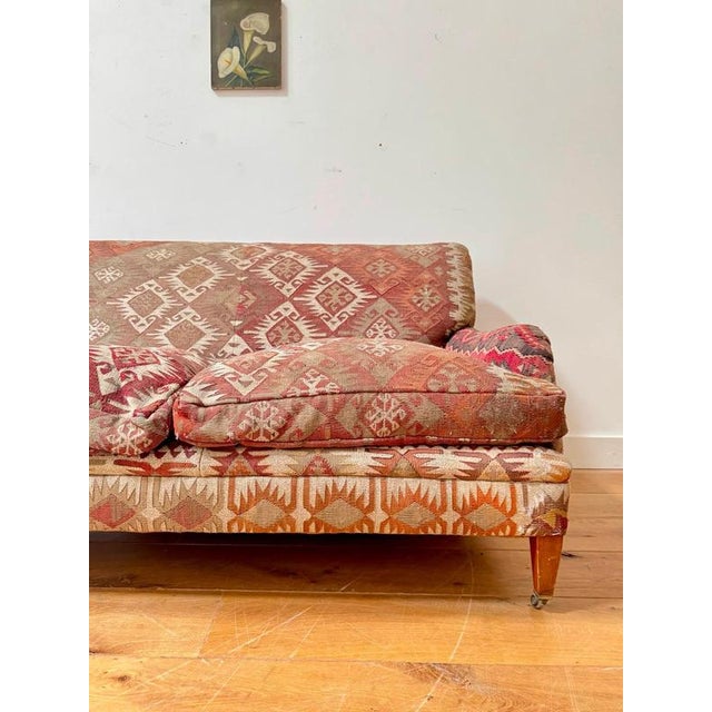 Antique Kilim Covered Two-Seater Sofa For Sale - Image 6 of 9