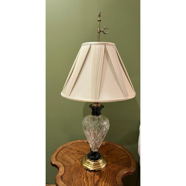 1980s Frederick Cooper Brass Crystal Marble Table Lamp
