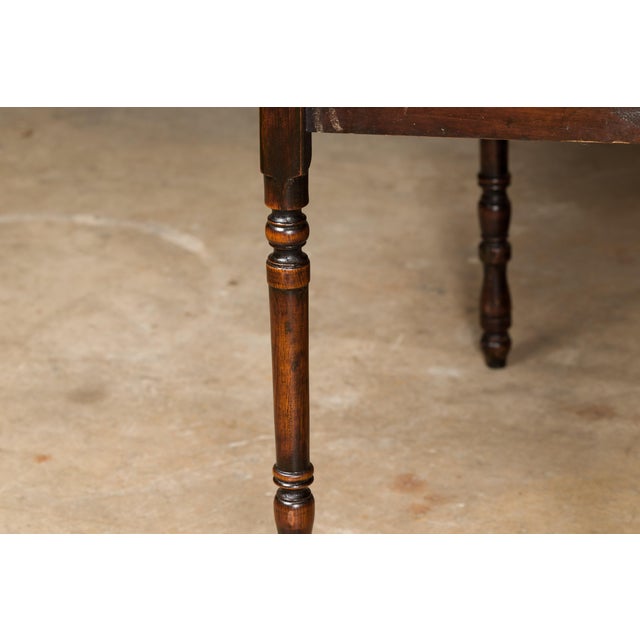 English 19th Century Oak Drop Leaf Table with Turned Legs and Two Drawers For Sale - Image 12 of 12