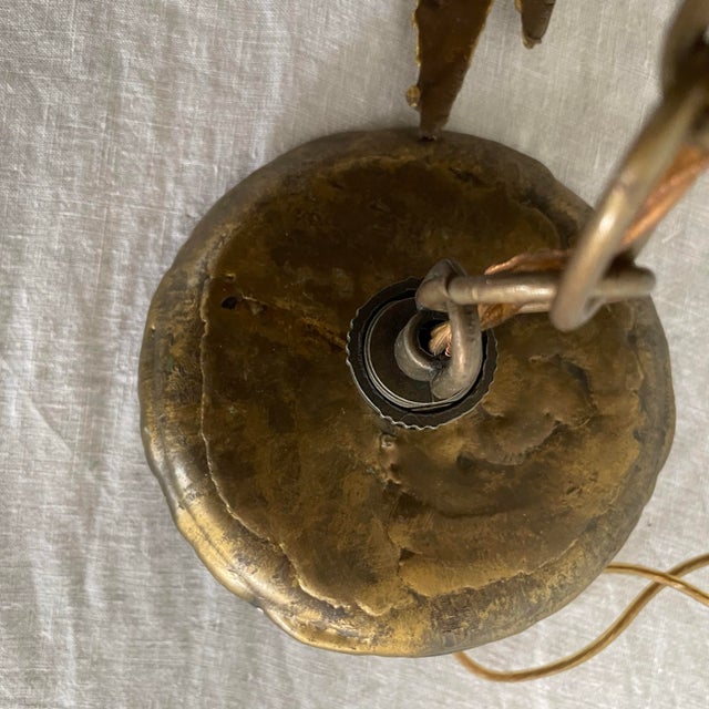 Vintage Tom Green for Feldman Lighting Brutalist Flame Brass Chandelier Light Fixture For Sale - Image 9 of 12