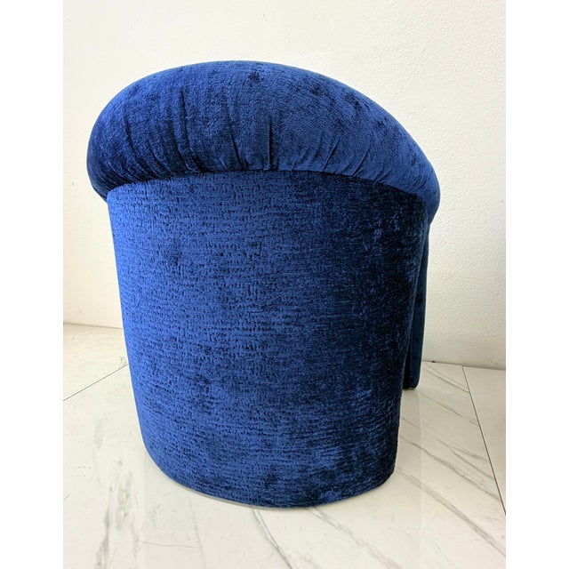 1990s "Elephant Chairs" by Weiman, Style of Vladimir Kagan in Blue Velvet, 1990's For Sale - Image 5 of 9