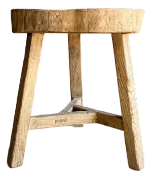 Vintage Elm Wood Chop Block Table #P14