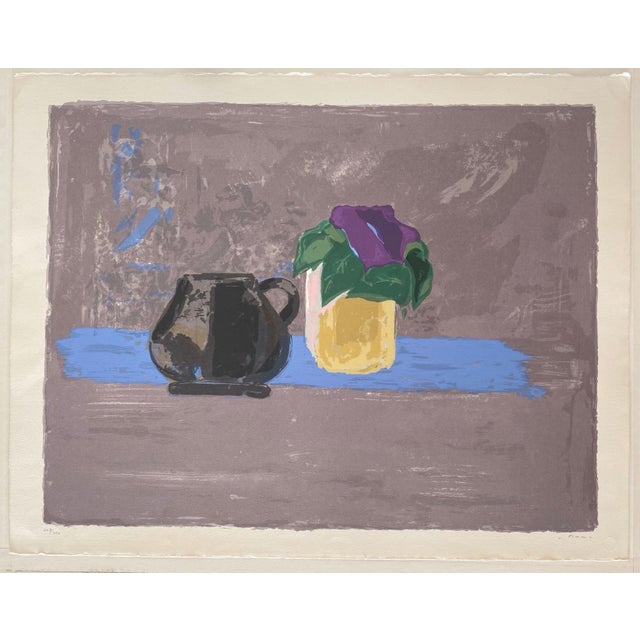 Efraim Fima, Chinese Israeli Modernist Still Life Lithograph Abstract Flowers in Vase For Sale - Image 10 of 10