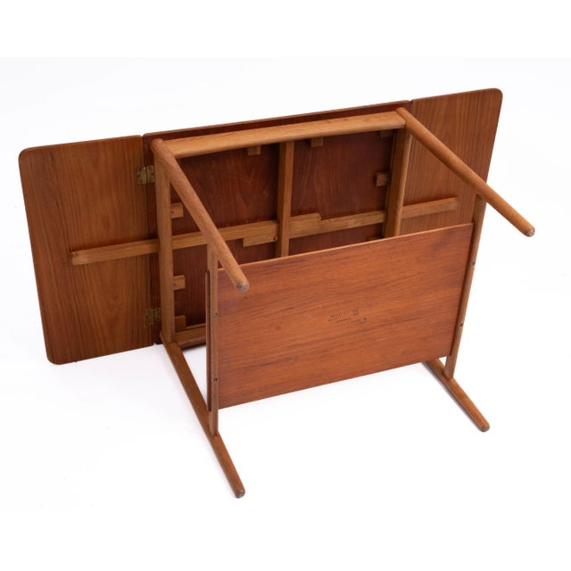 Hans Wagner Andreas Tuck Denmark Teak Oak Drop Leaf Side Table Server For Sale - Image 11 of 12