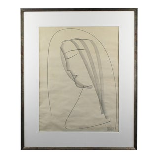 The Nun, Charcoal Drawing by Etienne Poirier For Sale