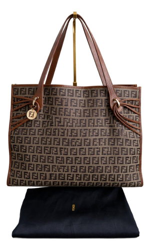 Fendi Zucchino Canvas and Brown Leather Tote Bag – Archival 2006 Edition