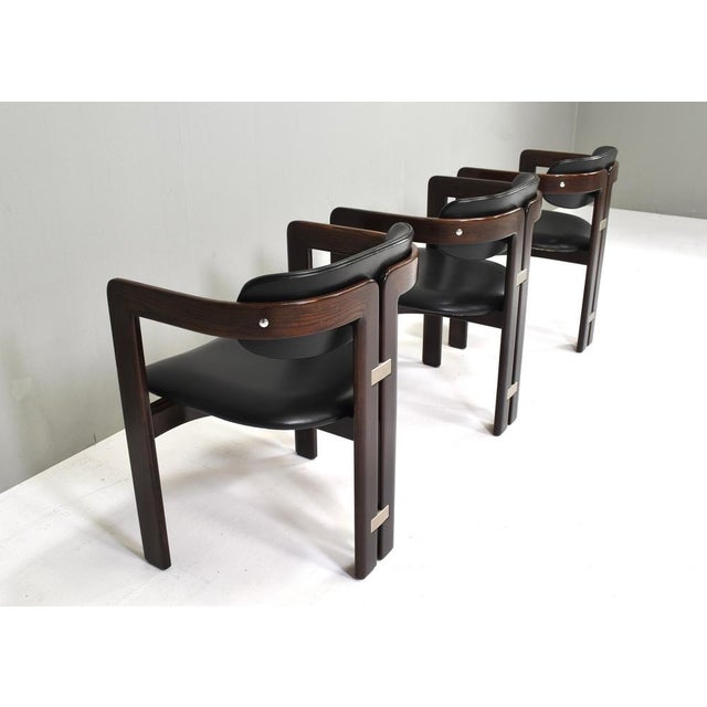 1960s Pamplona Chairs in Black Leather by Augusto Savini, Italy, 1965, Set of 3 For Sale - Image 5 of 18