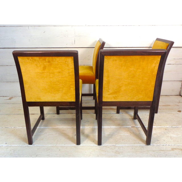 1980s Chairs in Beech and Gold Silk Velvet, 1980s, Set of 4 For Sale - Image 5 of 16