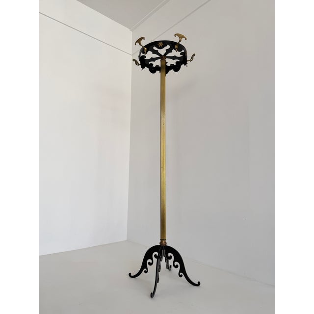 Vintage Italian Brass and Black Lacquer Coat Rack, 1950s For Sale - Image 10 of 18