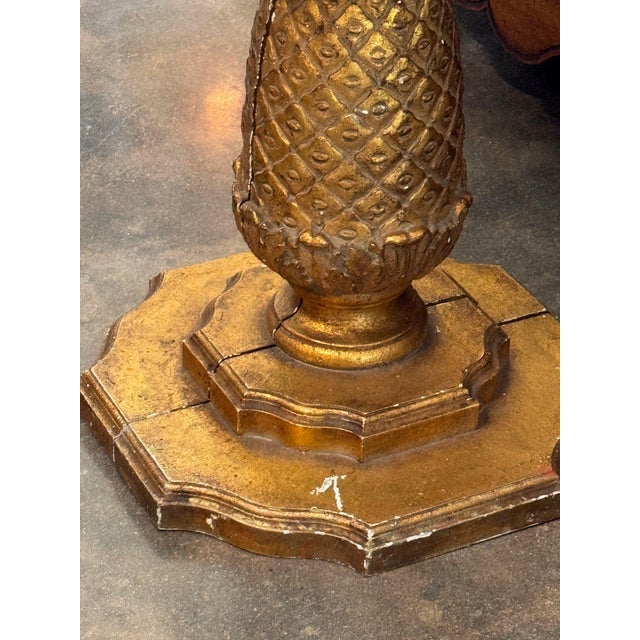 Pair of Carved Giltwood Pineapple Consoles With Marble Tops For Sale - Image 16 of 16