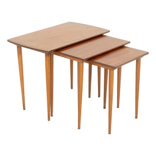 Modern Walnut Nesting Tables, 3 For Sale