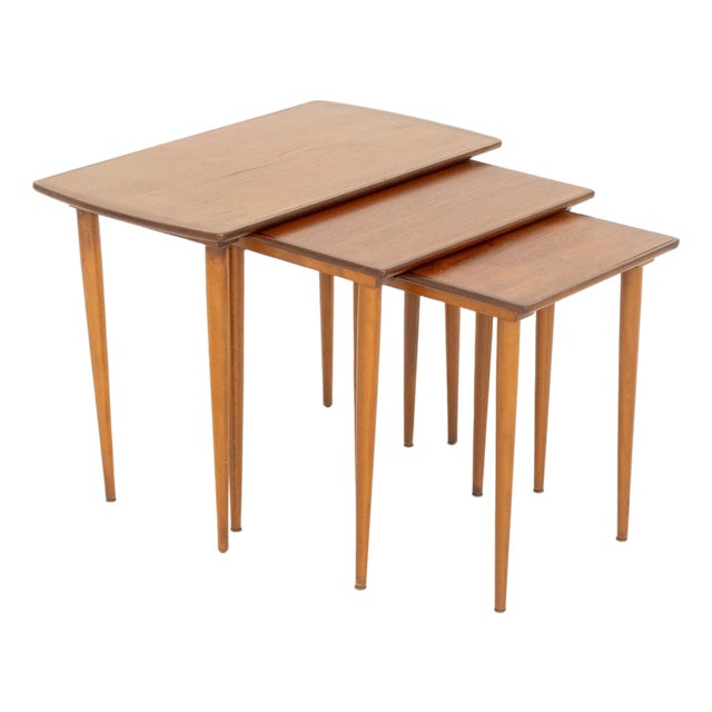 Modern Walnut Nesting Tables, 3 For Sale