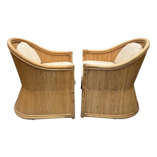 Vintage Wicker Rattan Pair Chairs in Modern Design For Sale