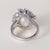 Late 20th Century Vintage Platinum South Sea White Pearl and Marquise Diamond Ring, Size 7.75 For Sale - Image 5 of 7
