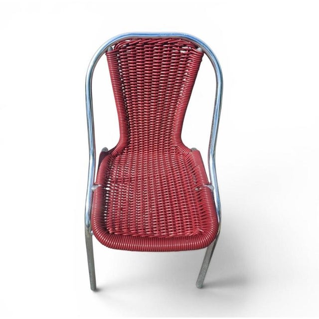 Red Aluminum Chair with Synthetic Weave, 1980s, Set of 6 For Sale - Image 16 of 18
