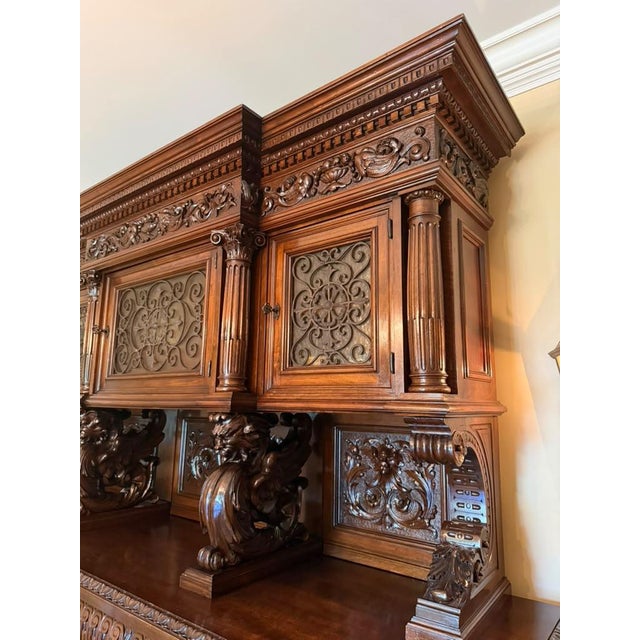 French Mid-19th Century Rococo Style Heavily Carved Walnut Buffet, Circa 1850–1860 For Sale - Image 10 of 18