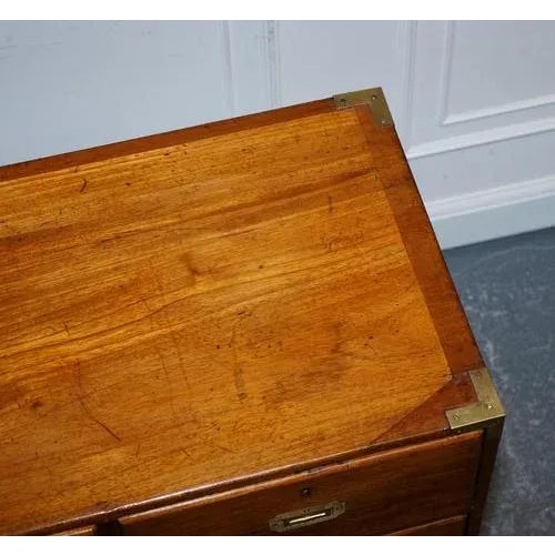 Antique Satinwood Military Campaign Chest of Drawers, 1800s For Sale - Image 9 of 18