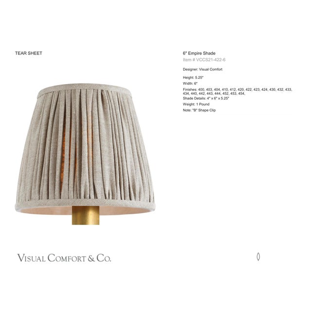 Visual Comfort Signature 6" Pleated Natural Linen Shade Designer: Visual Comfort Signature Height: 5.25" Base: Shade...