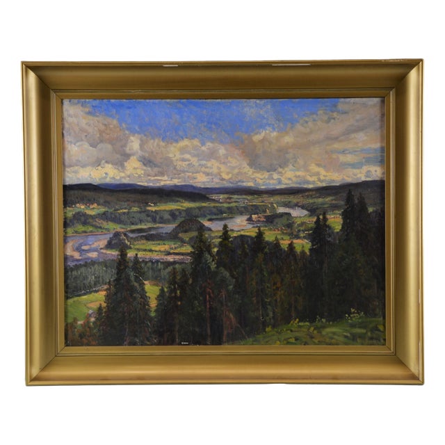 Anton Genberg, Mountain Landscape, 1890s, Oil on Canvas, Framed For Sale