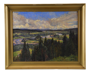 Anton Genberg, Mountain Landscape, 1890s, Oil on Canvas, Framed