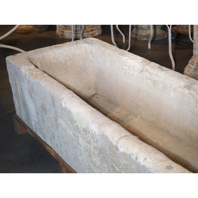Stone A Long Antique White Limestone Trough From Eastern France, Circa 1800 For Sale - Image 7 of 18
