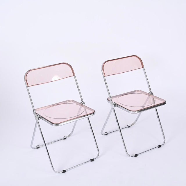 Pink Chrome Framed Chairs from Castelli, 1970s, Set of 8 For Sale - Image 13 of 14
