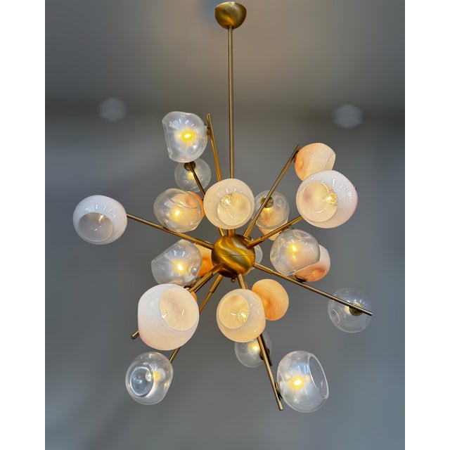 21st Century Opaline and Ombre Blush Murano Glass Sputnik Chandelier by Fabio LTD For Sale - Image 10 of 11